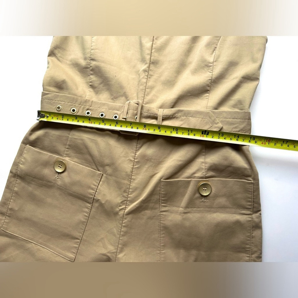 Belted Wide-Leg Jumpsuit Women's Tan Belted Romper cotton blend - Picture 5 of 10